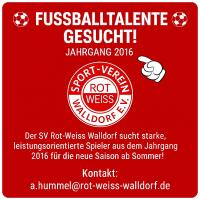 Fußballtalente Jahrgang 2016 gesucht