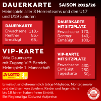 VIP- und Dauerkarten für die Saison 2025/26