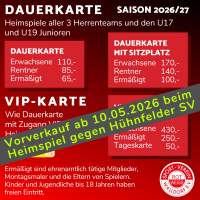 Verkaufsstart Dauerkarten für die Saison 2026/27